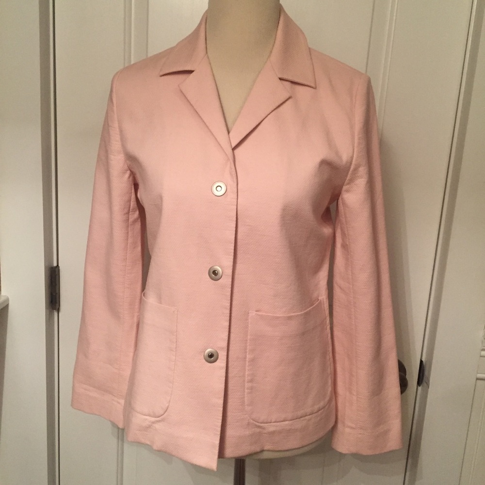 EILEEN FISHER BLAZER JACKET PINK STRETCH COTTON Size XS BARBIECORE COAT